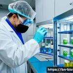 Home 21 세포치료제 품질 관리 - A sterile laboratory setting focused on cell therapy preparation: a scientist wearing full personal ...