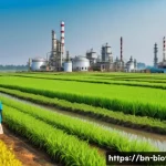 Home 20 바이오리파이너리 개념 - A vibrant rural bio-refinery scene in Bangladesh, showcasing lush green fields with farmers collecti...